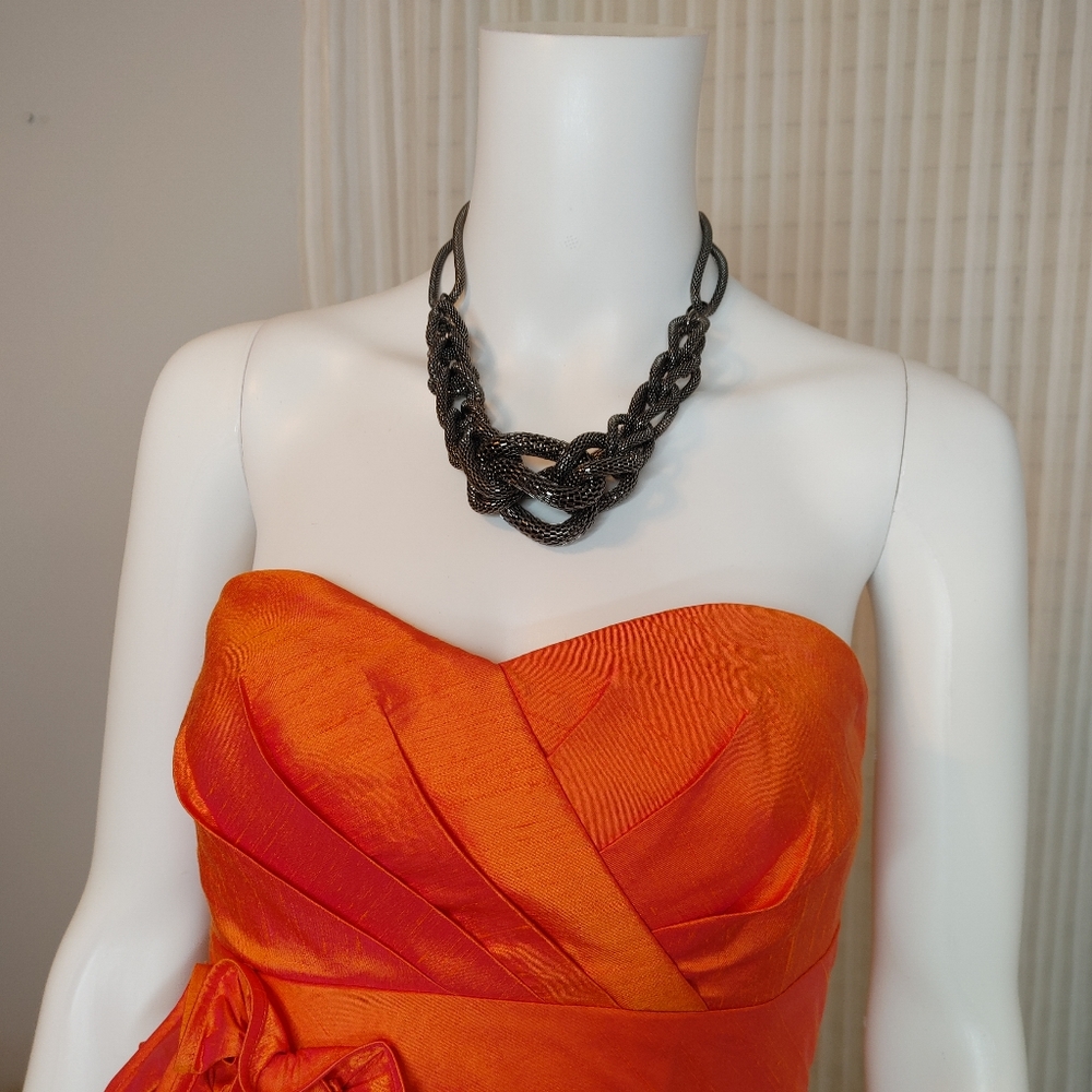 PHOEBE COUTURE "OPANGE" SILK COCKTAIL DRESS 4 - Picture 5 of 13